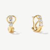 "Trio of Light" Leverback Hoop Earrings With Lab Grown Diamond in 14K Solid Gold