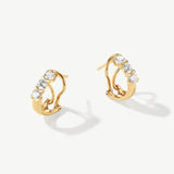 "Trio of Light" Leverback Hoop Earrings With Lab Grown Diamond in 14K Solid Gold