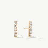 "Line of Brilliance" Pave Bar Lab Grown Post Earrings in 14K Solid Gold