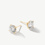 "Radiance Evermore" Four Prong Lab Grown Diamond Stud Earrings in 14K Real Gold