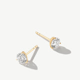 "Inner Radiance" Martini Three Claw Prong Stud Earrings in 14K Real Gold