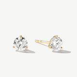 "Inner Radiance" Martini Three Claw Prong Stud Earrings in 14K Real Gold