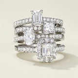 "Radiant Muse" Princess Cut Diamond Engagement Promise Ring in Sterling Silver
