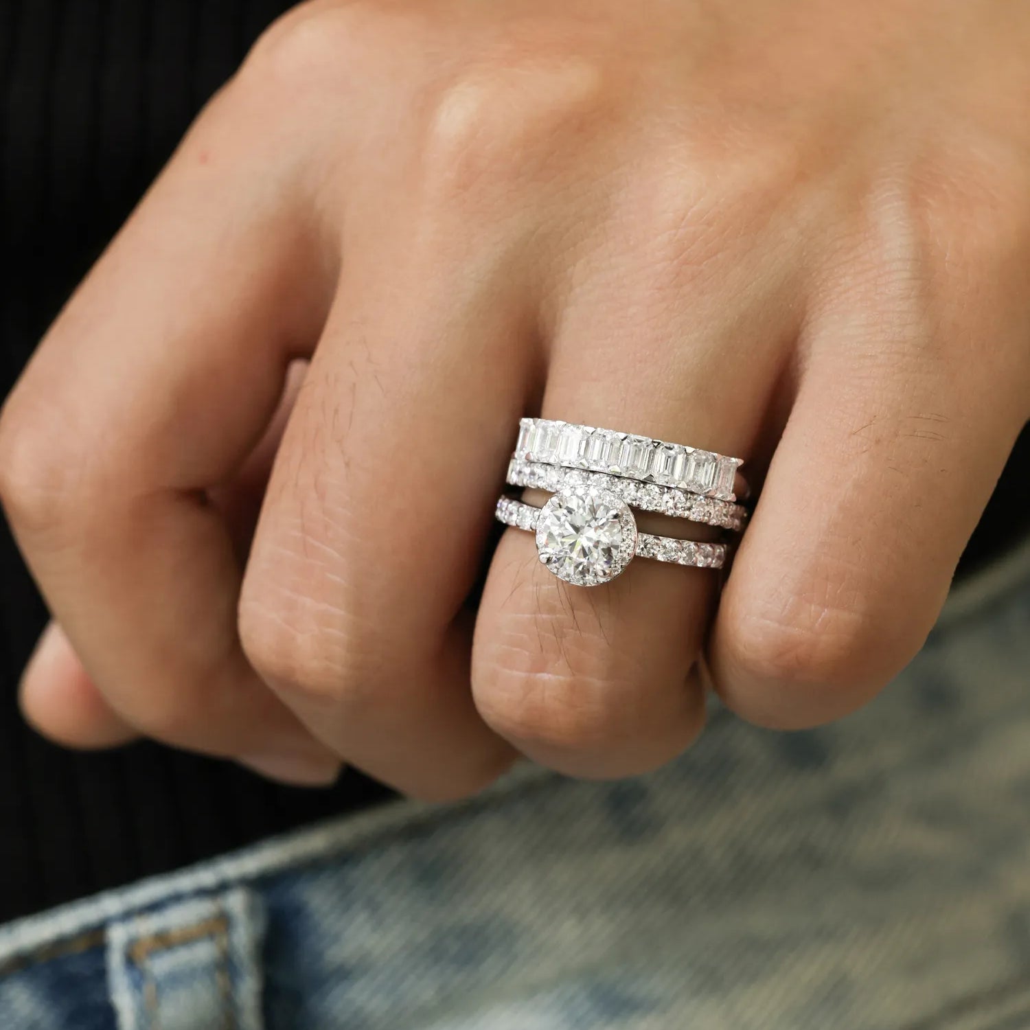 "Halo of Devotion" Halo Engagement Promise Ring in Sterling Silver