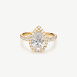 "Timeless Accord" Pear Cut Halo Lab Grown Diamond Engagement Ring in 14K Gold