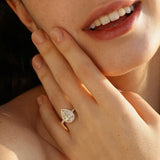 "Timeless Accord" Pear Cut Halo Lab Grown Diamond Engagement Ring in 14K Gold