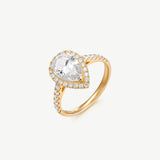 "Timeless Accord" Pear Cut Halo Lab Grown Diamond Engagement Ring in 14K Gold