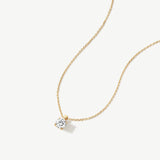 "Heart of Light" Brilliant Round Lab Grown Diamond Solitaire Necklace in 14K Solid Gold
