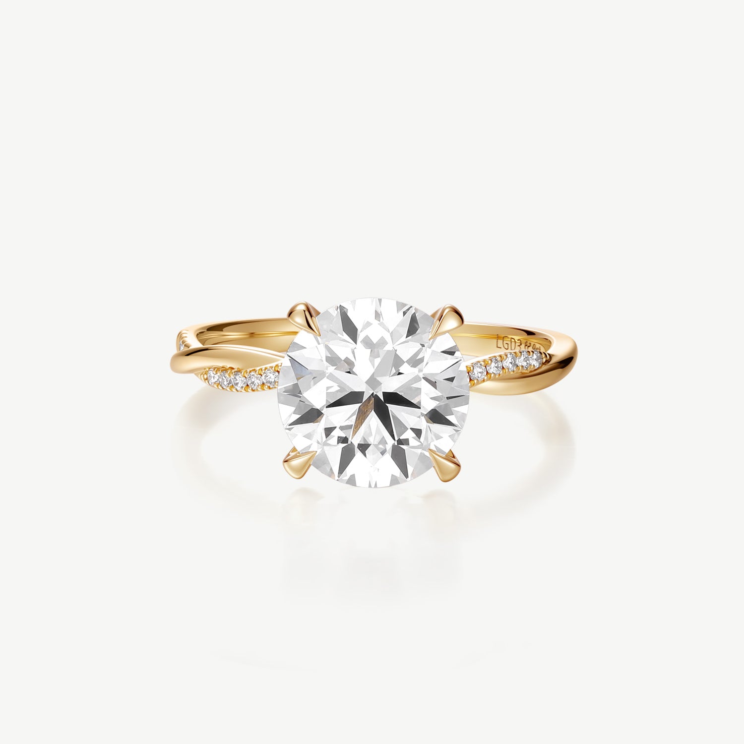 Round Lab Grown Diamond Petite Twisted Vine  Engagement Ring in 14K Gold