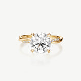 Round Lab Grown Diamond Petite Twisted Vine  Engagement Ring in 14K Gold