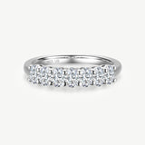 Oval Cut Seven Diamond Stones Half Eternity Ring Band in Sterling Silver