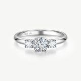 Three Stone Round Cut Lab Grown Diamond Engagement Ring in Sterling Silver