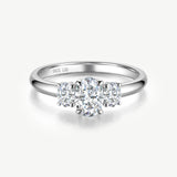 Oval Cut Lab Grown Diamond Three Stone Engagement Ring in Sterling Silver