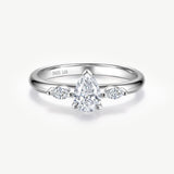Pear Cut Lab Grown Diamond Engagement Ring in Sterling Silver