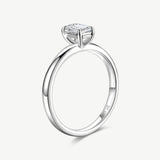 Emerald Cut Lab Grown Diamond Solitaire Engagement Ring in Sterling Silver