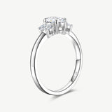Oval Cut Lab Grown Diamond Three Stone Engagement Ring in Sterling Silver