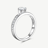 Oval Cut Channel Set Baguette Engagement Ring in Sterling Silver