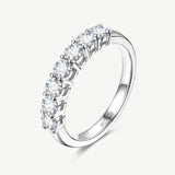 Round Cut Lab-Grown Diamond Half Eternity Band in Sterling Silver