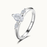 Pear Cut Lab Grown Diamond Engagement Ring in Sterling Silver