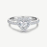 "Eternal Heartbeat" Halo Setting Heart-Cut Engagement Ring Sterling Silver