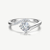"Radiant Embrace" Ribbon Design Engagement Ring Sterling Silver