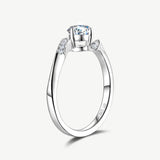 "Radiant Embrace" Ribbon Design Engagement Ring Sterling Silver
