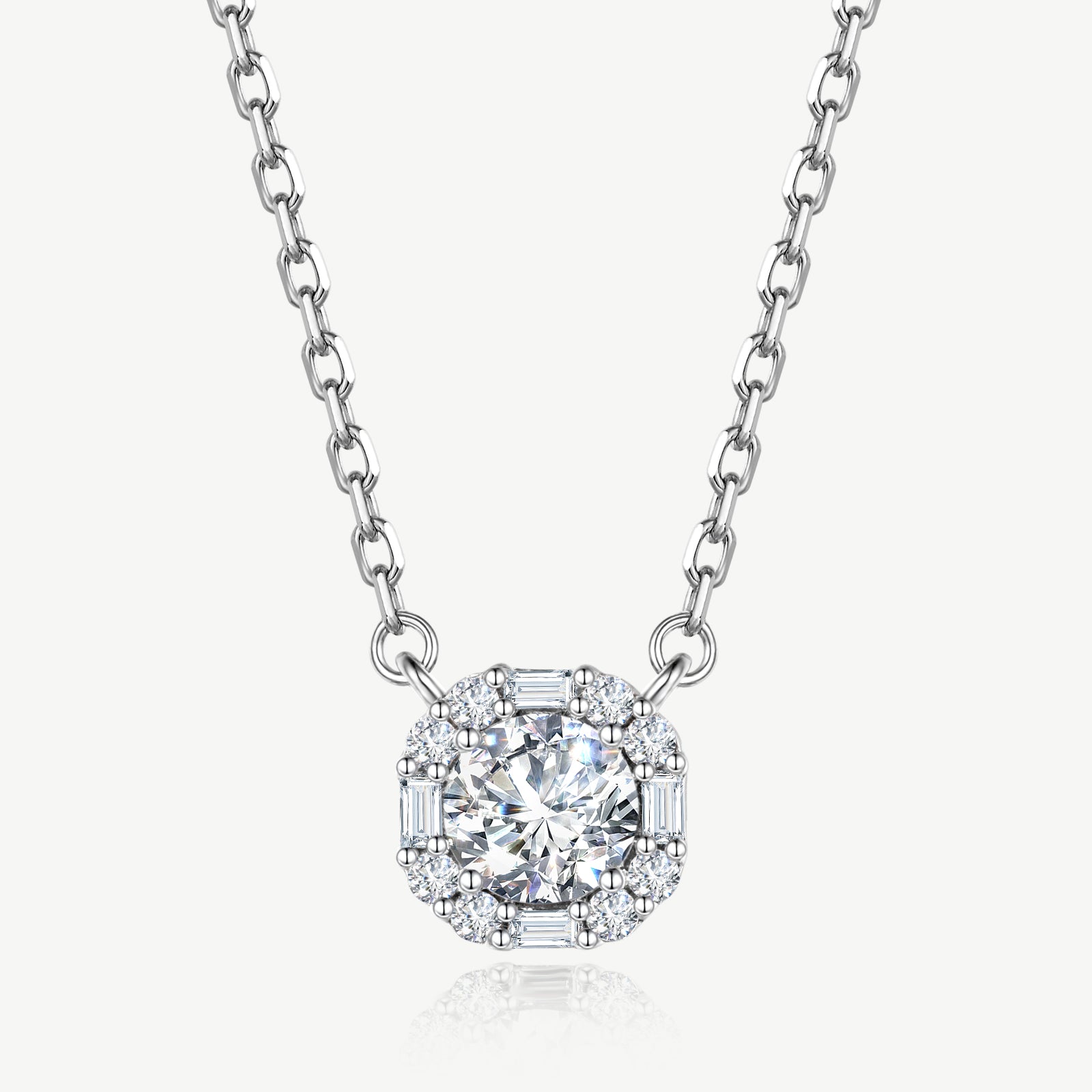 "Timeless Reverie" Lab-Grown Diamond Halo Pendant Necklace in Sterling Silver (0.65-1.50 Ct. Tw.)