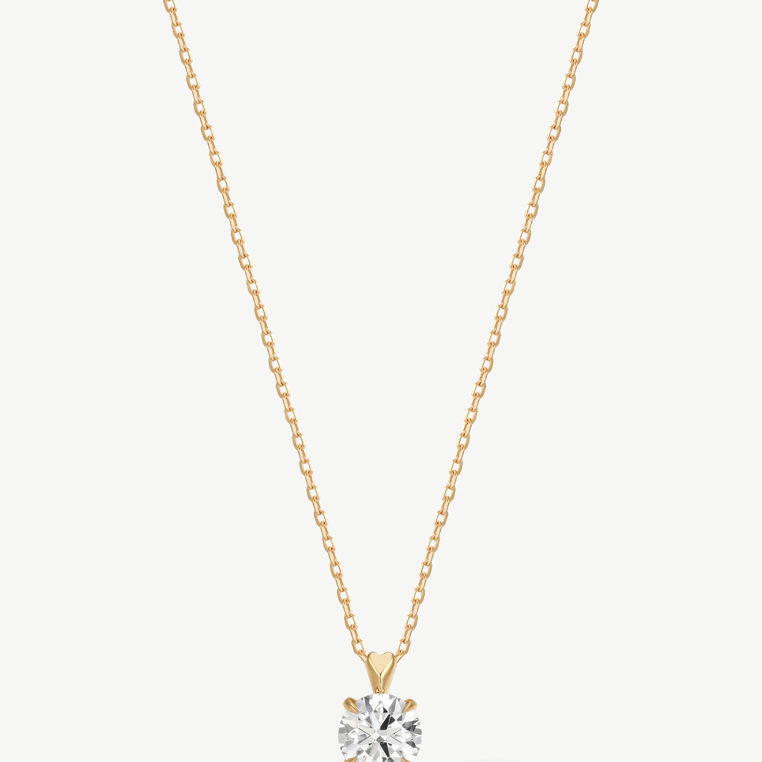 "Heart of Light" Brilliant Round Lab Grown Diamond Solitaire Necklace in 14K Solid Gold