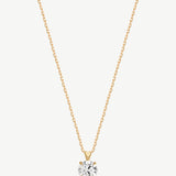 "Heart of Light" Brilliant Round Lab Grown Diamond Solitaire Necklace in 14K Solid Gold
