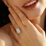 "Timeless Accord" Pear Cut Halo Lab Grown Diamond Engagement Ring in 14K Gold