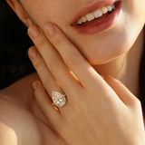 "Timeless Accord" Pear Cut Halo Lab Grown Diamond Engagement Ring in 14K Gold
