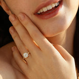 Round Lab Grown Diamond Petite Twisted Vine  Engagement Ring in 14K Gold