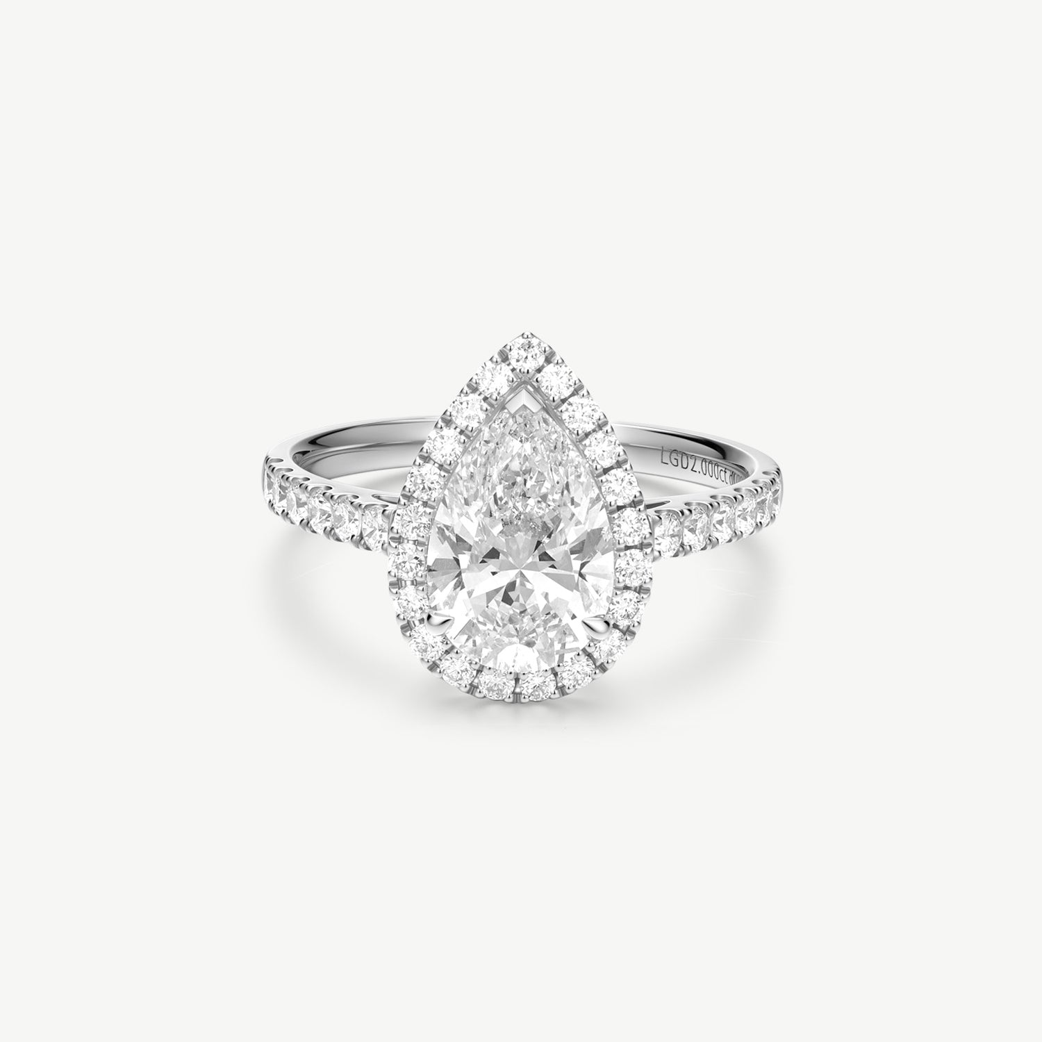 "Timeless Accord" Pear Cut Halo Lab Grown Diamond Engagement Ring in 14K Gold