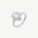 "Timeless Accord" Pear Cut Halo Lab Grown Diamond Engagement Ring in 14K Gold