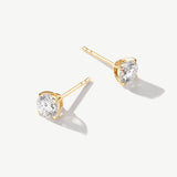 "Pure Brilliance" Four Prong Lab Grown White Diamond Stud Earrings in 14K Gold