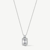 "Muse of Light" Emerald-Cut Halo Pendant Necklace in 14K Solid Gold (0.68 Ct. Tw. )