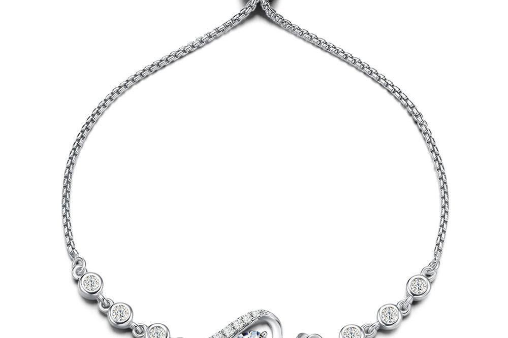 Agvana "Rosy Reverie" Rose&Heart Birthstone Gemstone Sterling Silver Bracelet