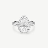 "Timeless Accord" Pear Cut Halo Lab Grown Diamond Engagement Ring in 14K Gold