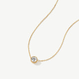 "Ray of Light" Bezel Setting Round Lab Grown Diamond Pendant Necklace in 14K Solid Gold