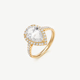 "Timeless Accord" Pear Cut Halo Lab Grown Diamond Engagement Ring in 14K Gold