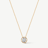 "Ray of Light" Bezel Setting Round Lab Grown Diamond Pendant Necklace in 14K Solid Gold