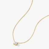 "Refined Radiance" Emerald Cut Lab Grown Diamond Solitaire Necklace in 14K Gold