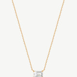 "Refined Radiance" Emerald Cut Lab Grown Diamond Solitaire Necklace in 14K Gold
