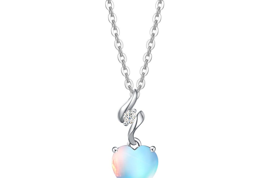 Agvana Gemstone Heart Birthstone Sterling Silver Necklace
