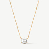 "Refined Radiance" Emerald Cut Lab Grown Diamond Solitaire Necklace in 14K Gold