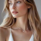 "Ray of Light" Bezel Setting Round Lab Grown Diamond Pendant Necklace in 14K Solid Gold