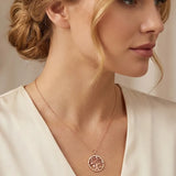 Lab-Grown Diamond Tree of Life Necklace with Ruby in 14K Rose Gold