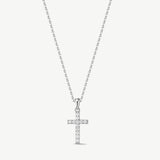 "Sleek Serenity" Paved Diamond Cross Pendant Necklace