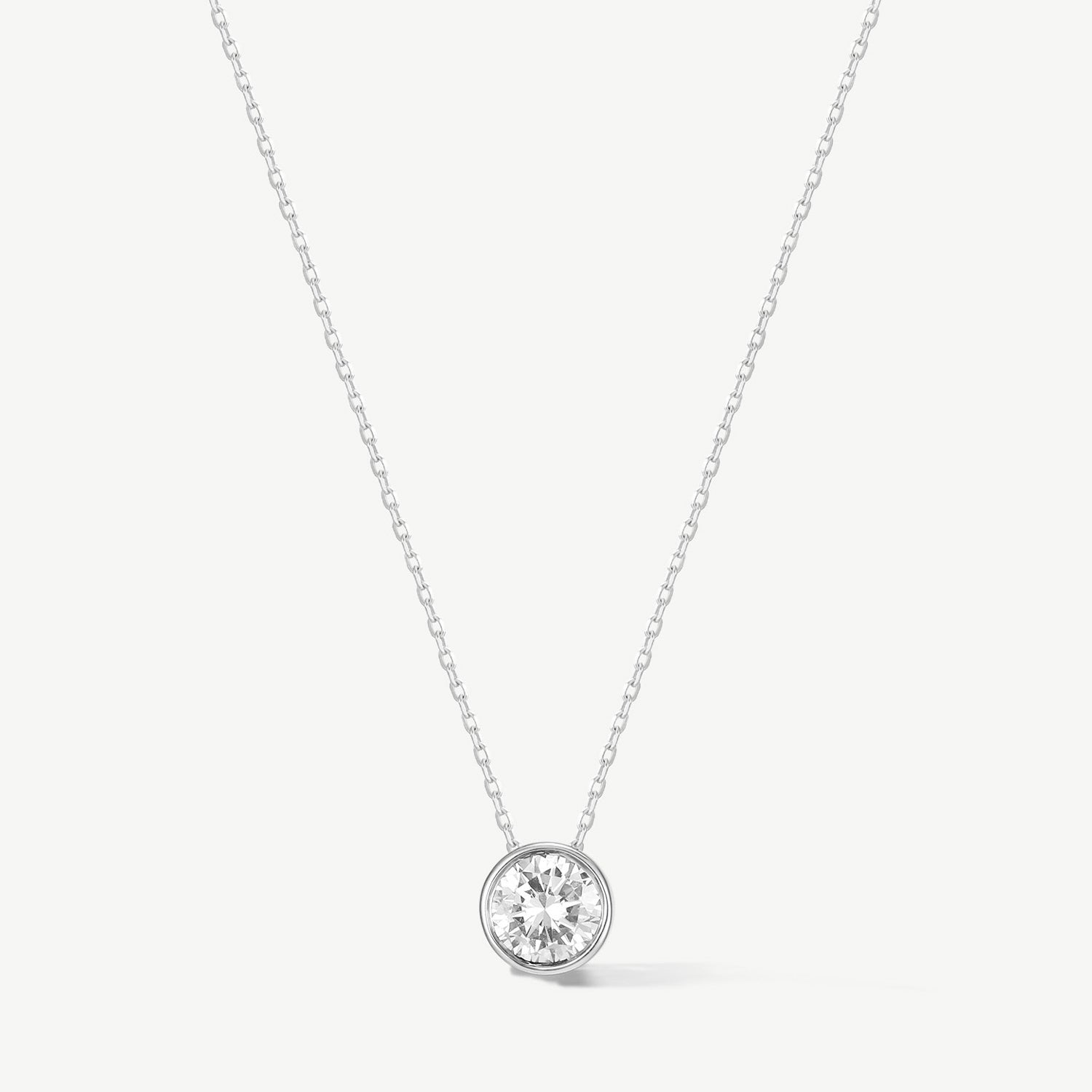 "Ray of Light" Bezel Setting Round Lab Grown Diamond Pendant Necklace in 14K Solid Gold