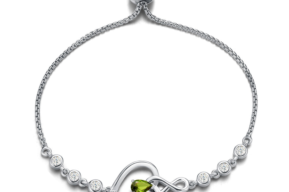 Agvana "Infinity Love" Birthstone Created Gemstone Sterling Silver Tennis Bracelet
